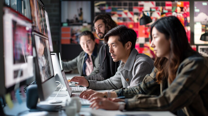 College Students from Various Backgrounds Using PC in University
