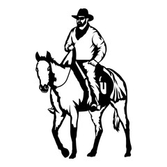 Cowboy Rancher Riding Horse