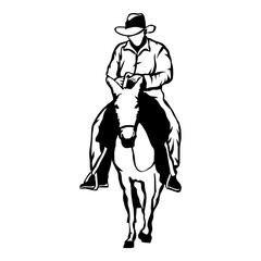 Cowboy Rancher Riding Horse