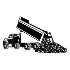 Dump Truck Unloading Stones © VektorzDesign