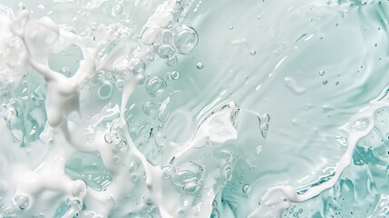 Naklejka premium Abstract Liquid Texture with White Swirls and Bubbles