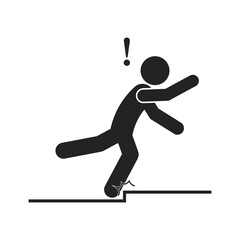 Isolated pictogram icon watch your step, uneven floor surface, for safety sign label