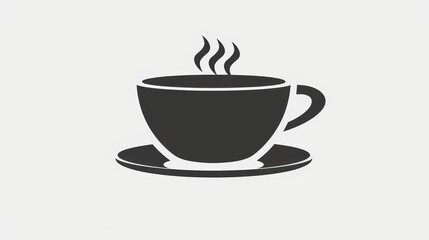 Obraz premium Simple Black and White Cup of Coffee Icon