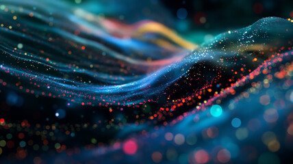 Data Background Design: Abstract landscape of dotted data lines