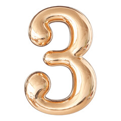 Gold 3D Number 3