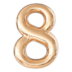 Gold 3D Number 8