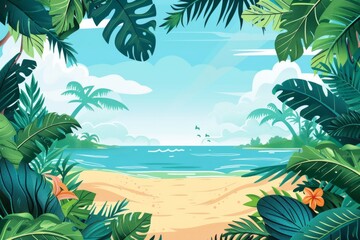Fototapeta premium Summer Background illustration created with Generative AI