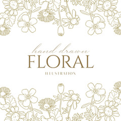 Wedding Flowers Tulip Frame drawn mono-line floral botanical flower background design