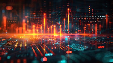 Fototapeta premium Abstract financial forecast icon with predictive graph and futuristic design elements