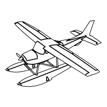 black outline seaplane clip art preview
