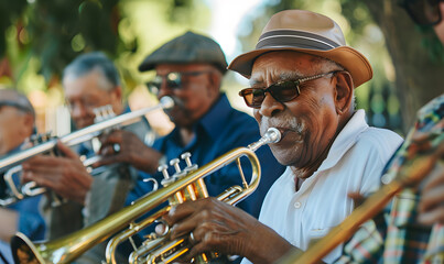 Obraz premium Elderly doing holiday activities happily and having fun.