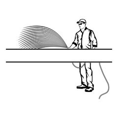 Split Monogram Landscaper Watering Garden