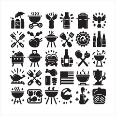 BBQ Decorative Icons Set Free vector print of BBQ set silhouette vector eps