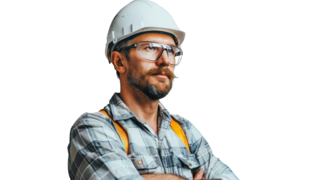 Engineer on white background