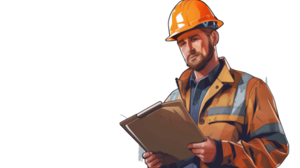 Engineer on white background