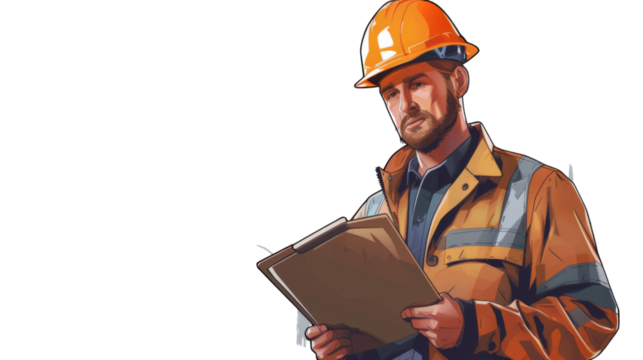 Engineer on white background