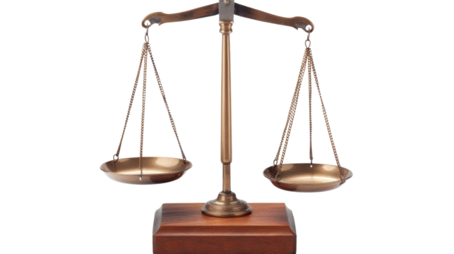 Fairness scales of justice on white background