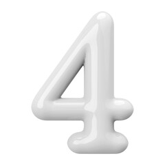 White 3D Number 4