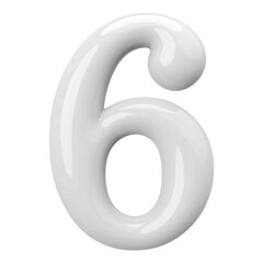 White 3D Number 6