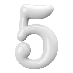 White 3D Number 5