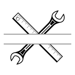 Wrench and Ruler Split Monogram Logo