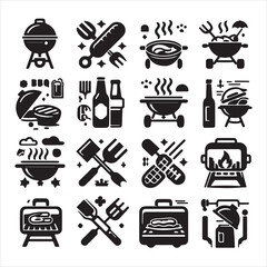 BBQ Decorative Icons Set Free vector print of BBQ set silhouette vector eps