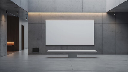 Empty Frame Artwork Mockup in Contemporary Brutalism Minimalist Living Room