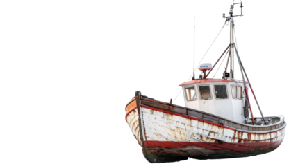 Fishing boat on white background
