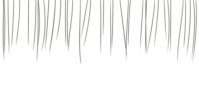 Hair or grass hangs from the top of the image.
