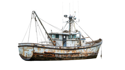 Naklejka premium Fishing boat on white background