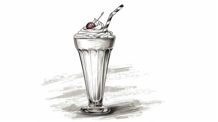 Milkshake with Whipped Cream and Cherry