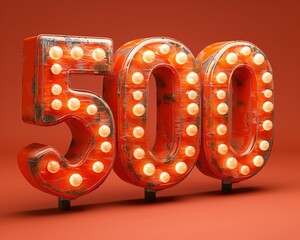 Imagin first a vibrant orange sign advertising a sale with 50 off, set on a solid background