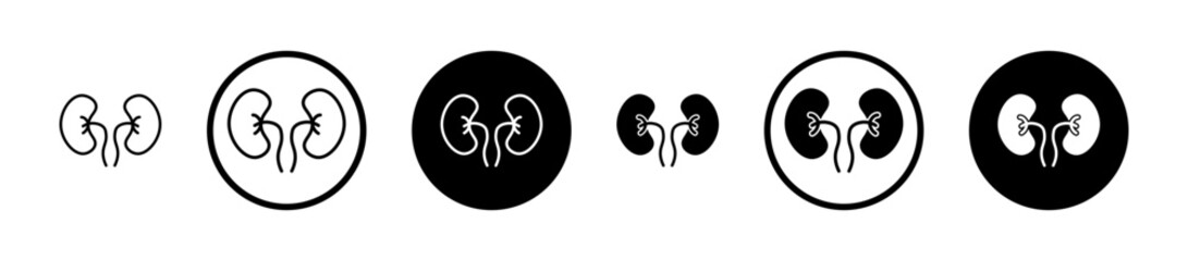 Kidneys black filled and outlined icon set