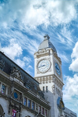 Paris, the clock of the gare de Lyon, train station in the center
