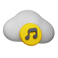 music cloud 3d icon isolated on the transparent background