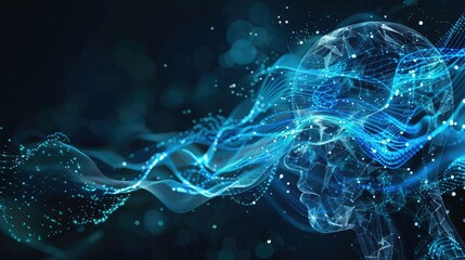 A digital wave pattern with an AI icon, creating a visually striking representation of AI technology in action.