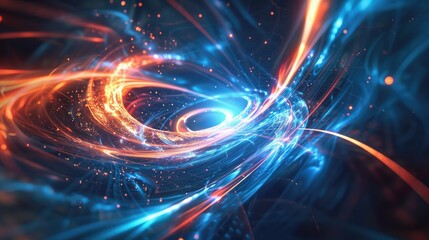 Obraz premium A dynamic abstract background with swirling lines and a glowing AI symbol, highlighting the energy and potential of AI.