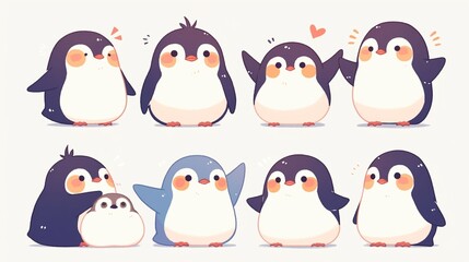Fototapeta premium かわいいペンギンのアイコン8