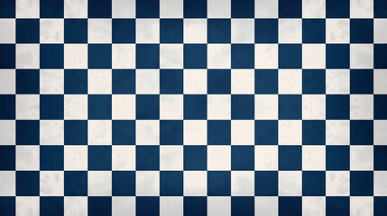 A checkered background with a blue and white color scheme