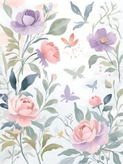 Pastel Rose watercolor painting wallpaper background