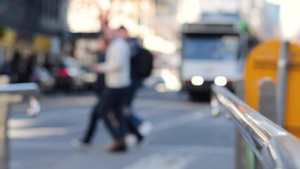 Busy Melbourne Street with Tram