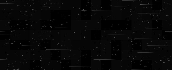 Static noise texture. Lost or bad TV signal concept. Random rippled video tape background. Glitch vhs pixel snow noise wallpaper. Image distortion distressed backdrop effect. Vector white noise trails