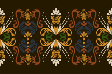 Ethnic ikat seamless pattern in tribal. Aztec geometric ethnic ornament print. Ikat pattern style. Design for background, wallpaper, illustration, fabric, clothing, carpet, textile, batik, embroidery.