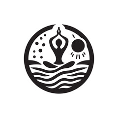 Obraz premium Yoga logo icon silhouette vector art illustration 