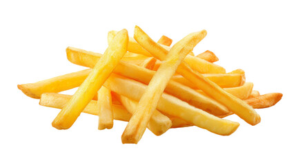Potato fries on white background