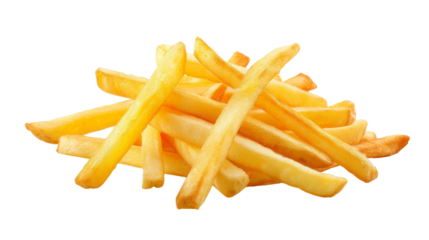 Potato fries on white background