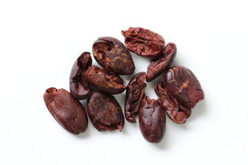 Cocoa beans on white 