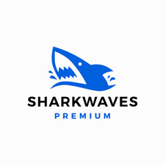 shark sea wave logo vector icon illustration