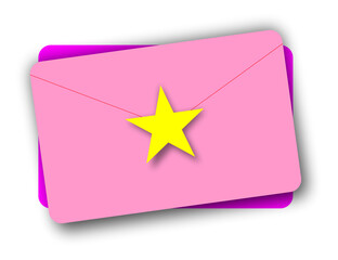pink invitation card with yellow stars
