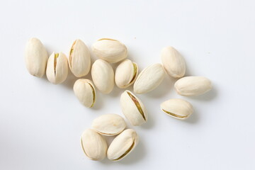 pistachio nuts on white background